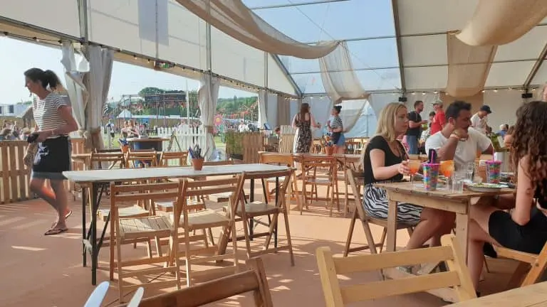 Inside the Beach Tree Restaurant at Glastonbury Festival 2019