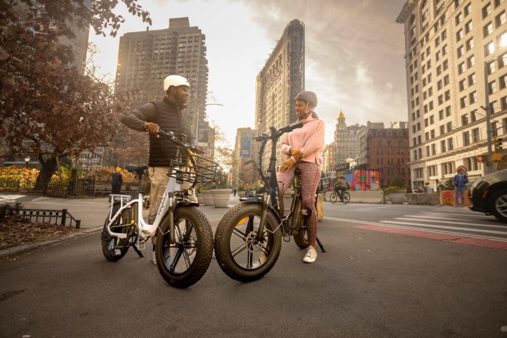 Electric bike riders in the city